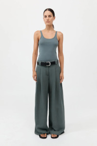 St.Agni Wide Leg Pleat Pants - Balsam Green
