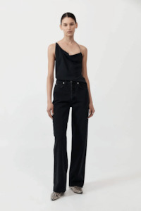 St Agni: St.Agni Asymm Drape Top - Washed Black