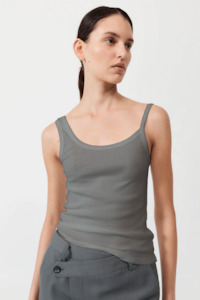 St Agni: St.Agni Organic Cotton Asymm Tank - Pewter Grey