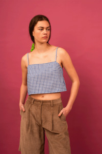 Penny Sage Nz: Penny Sage Rohmer Top - Blue White Lattice gingham