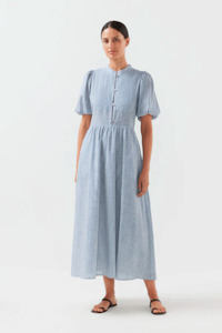 Bird & Knoll Miki Dress - Dark Navy Stripe