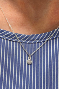 Alexandra Dodds: Alexandra Dodds Gem Charm Necklace - Silver Pink Sapphire