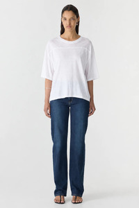 Tees Singlets: Bassike Slub Yoke Slouch T-shirt - White