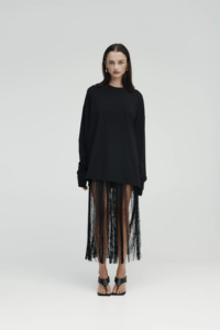Rebe Long Sleeve Drop T-Shirt - Black