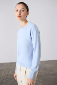 Nz Designer Laing: Laing Sam Cashmere Crew - Sky