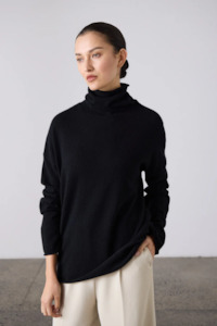 Nz Designer Laing: Laing Mara Funnel Neck - Black