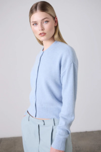 Laing Boxy Crewneck Cardigan - Sky