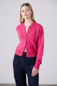 Laing Boxy Crewneck Cardigan - Elsa Pink
