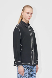 Pre Order: Stine Goya Circular Cut Out Adjustable Shirt - Black