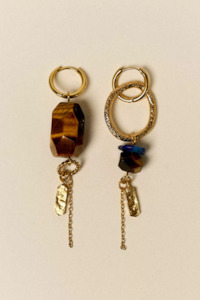 Designer Jewellery Nz: Sessun Toti Stone Earring - Tiger Blue