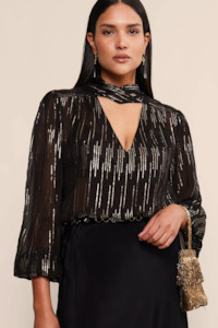 Sale: Rixo Moss Top - Raindrop Black