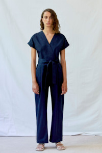 Diarte: Diarte Baranda Twill Jumpsuit - Navy