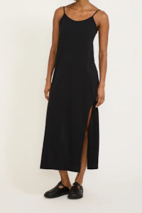 Bassike: Bassike Slip Boxy Longerline Tank Dress - Black
