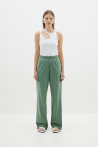 Bassike Wide Leg Pigment Dye Pant - Aspen Green