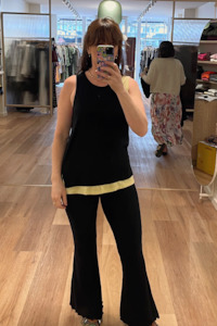 Bassike Superfine Layered Tank - Black Lemoncello