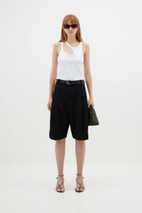 Bassike Cut Out Mini Rib Tank - White