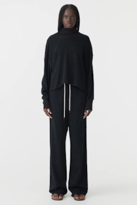 Bassike Drapey Terry Raw Edge Sweat - Black