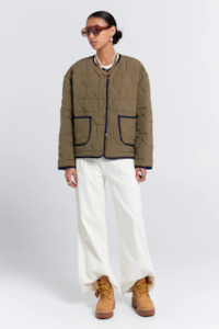 Karen Walker Quilted Drift Jacket - Khaki/Navy