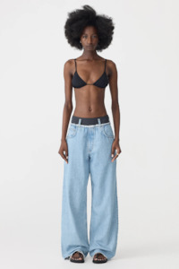 Denim Designers: Bassike Elasticated Denim Jean - Classic Blue