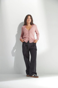 Standard Issue Merino V Neck Cardigan - Coral