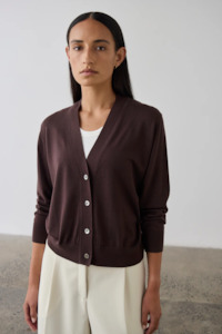 Laing Merino V-Neck Cardigan - Dark Bordeaux