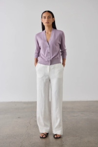 Nz Designer Laing: Laing Merino V-Neck Cardigan - Iris