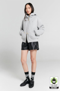 Karen Walker: Karen Walker Runaway Girl Cropped Oversized Hoodie - Grey Marle