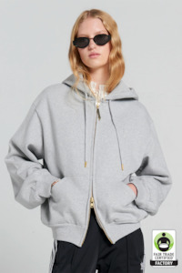 Karen Walker Runaway College Cropped Oversized Hoodie - Grey Marle