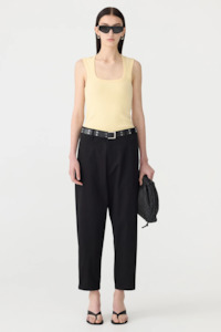 Bassike: Bassike Low Scooped Rib Tank - Lemon Glaze