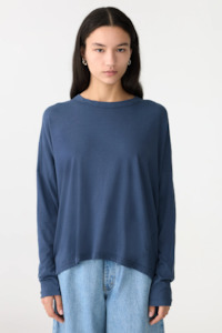 Bassike: Bassike Circle LS T.shirt - Midnight Blue