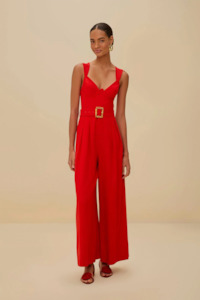 Farm Rio Sleeveless Maxi Jumpsuit - Red