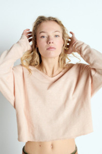 Designer American Vintage: American Vintage Sonoma V neck LS T-shirt - Vintage Biscuit