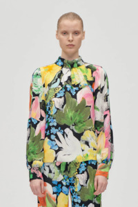 Stine Goya Gathered Long Sleeve Top - Flowers Under The Sun