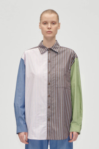 Stine Goya: Stine Goya Pocket Oversized Shirt - Multistripes Mix
