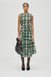 Stine Goya: Stine Goya Sleeveless Gathered Midi Dress - Checkered Wave