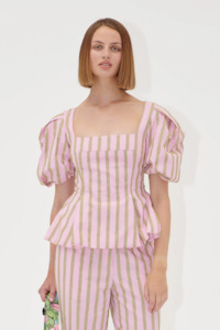Stine Goya: Stine Goya Blouson Sleeve Top - Wallpaper Stripe