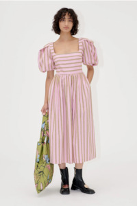 Stine Goya Blouson Sleeve Midi Dress - Wallpaper Stripe