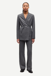 Samsoe Samsoe Salot Blazer - Dark Gull Grey Pinstripe