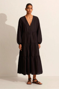Matteau Long Sleeve Plunge Dress - Black