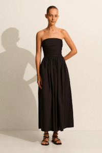 Designer Nz Matteau: Matteau Strapless Lace Up Dress - Black