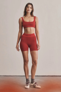 Nagnata: Nagnata Houndstooth Wool Bralet - Crimson