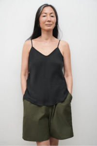Silk Laundry: Silk Laundry Bias Cut Cami - Black