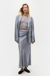 Silk Laundry: Silk Laundry Long Bias Cut Skirt - Storm