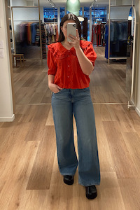 Designer Rixo: Rixo Quince Top - Pansy Embroidery Poppy