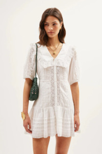 Designer Rixo: Rixo Dove Dress - Pansy Embroidery White