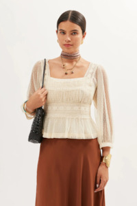Rixo Tyla Top - Vintage Cream