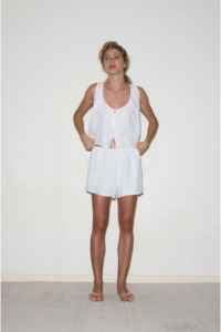 Staff Picks: Deiji Studios Open Linen Short Set - White