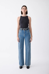 Outland Denim Ellie High Wide Leg Jean - Meridian Mid Blue