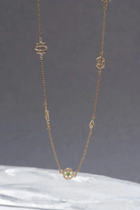 Necklace Collection: Zoe & Morgan Aura Necklace - 22k Gold Plate with Chrome Diopside