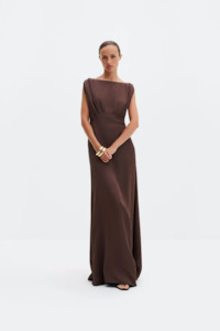 Maxi Dress: Malina Jacqueline Maxi Dress - Chocolate